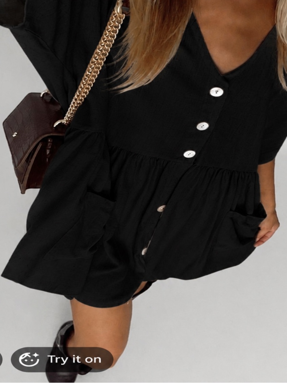 Princess Polly sandy Black Button-Front Mini Dress
